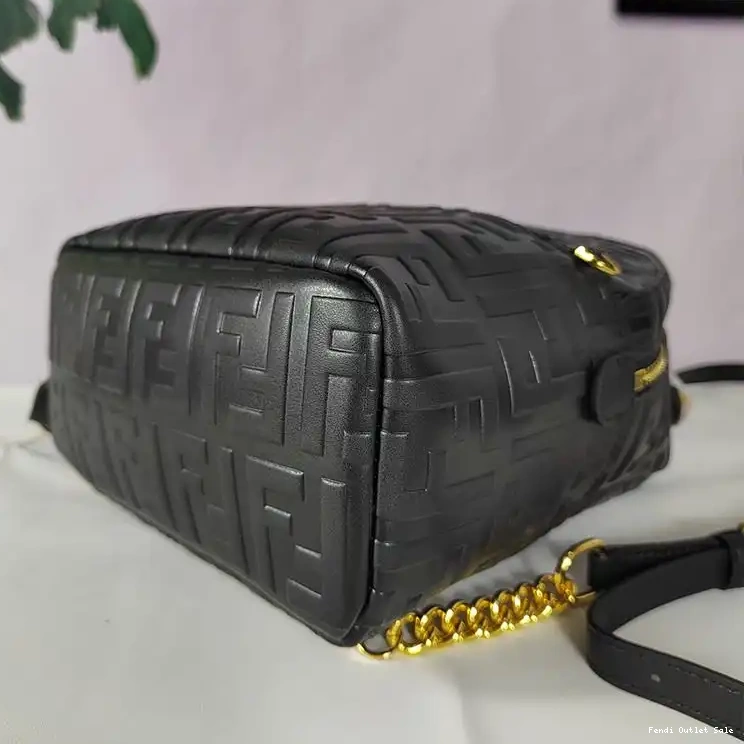 Affordable Leather Backpack Fendi Black Mini Motif Nappa FF In 0620